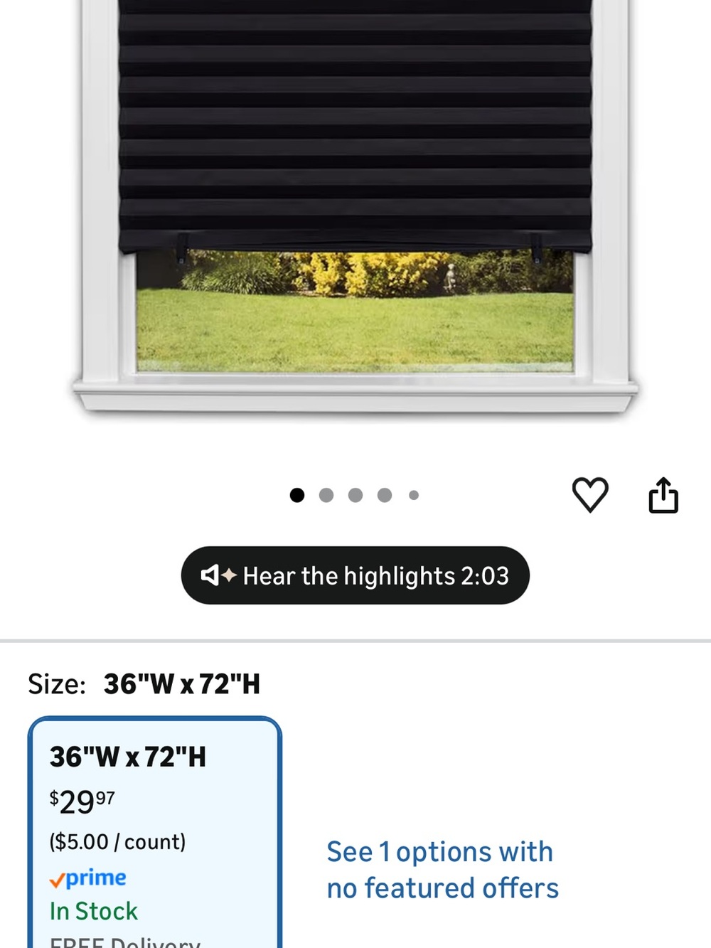 Black Cordless Room Darkening Window Shade - Home Accents